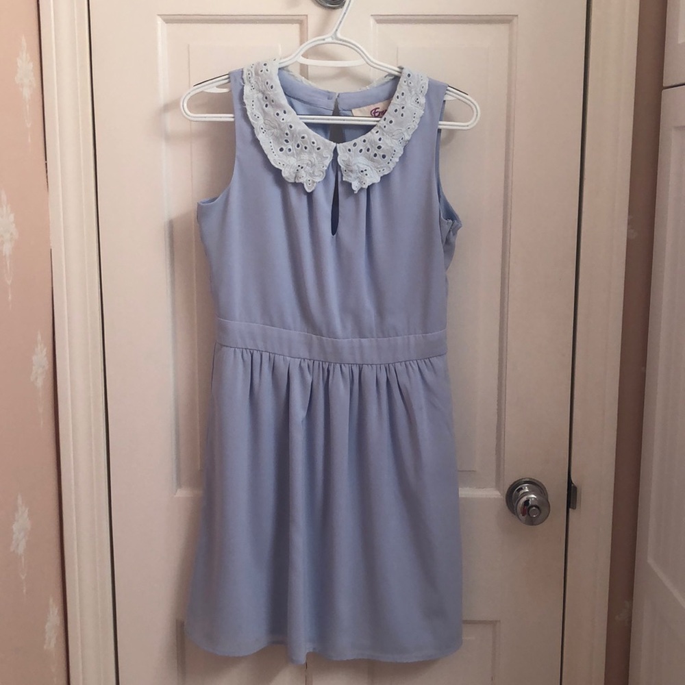 Baby blue lace collard dress